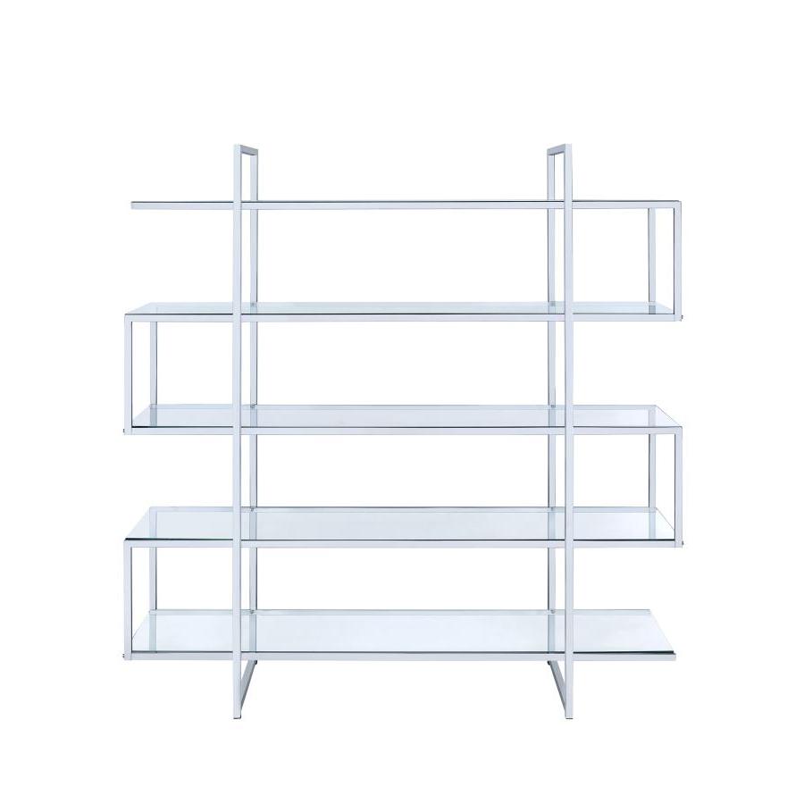Coaster Furniture Elmer 801304 63-inch 5-shelf Bookshelf - Clear and Chrome IMAGE 1